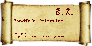 Bondár Krisztina névjegykártya